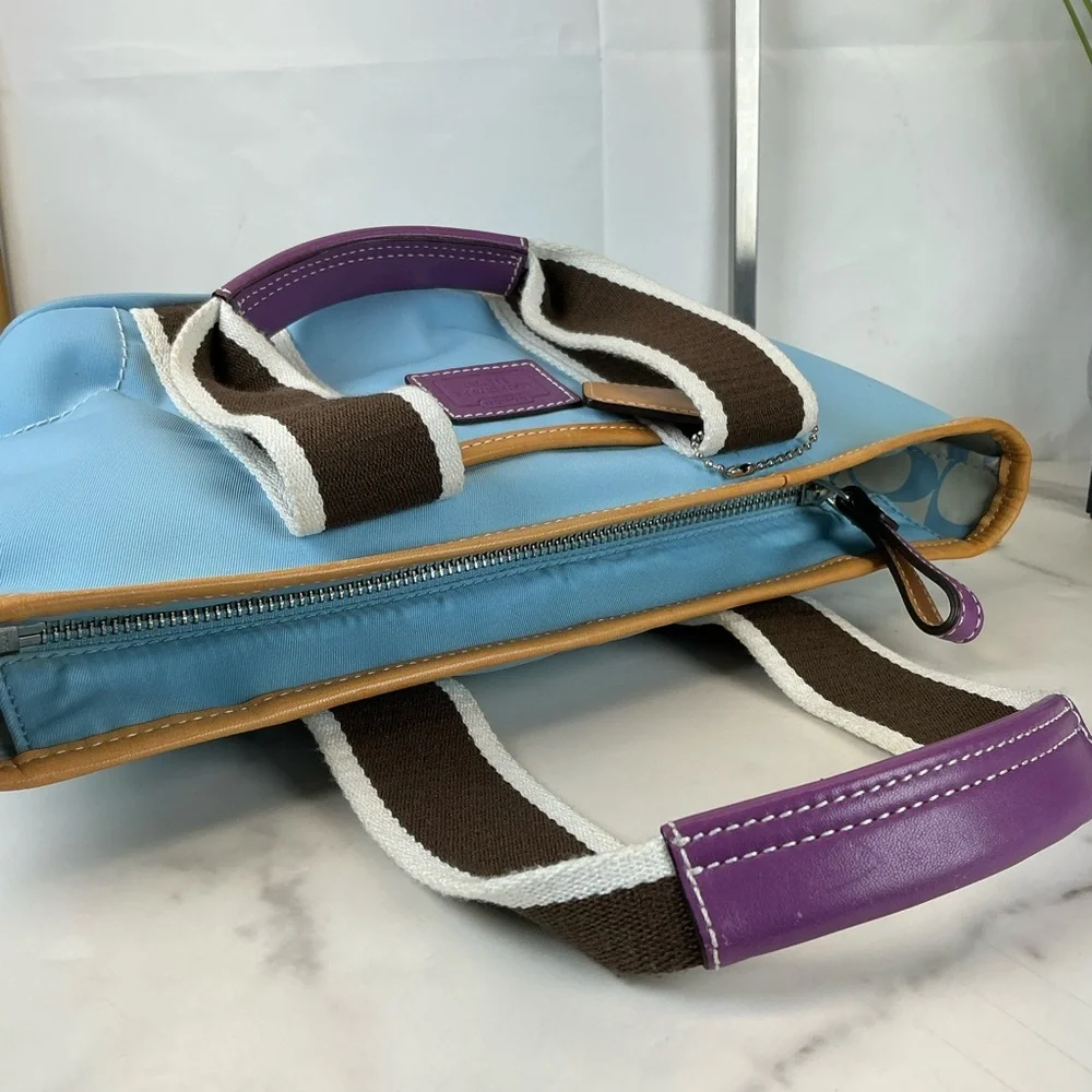 Coach 6260 Y2K Daisy Hampton Mini Blue Tote with Purple and‎ Brown Accents - Picture 12 of 16